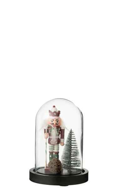 Decoratieve stolp notenkraker glas kerstrood/donkergroen small assortiment van 4