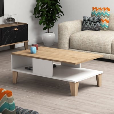 Salontafel Almaren | 100% Melamine Gecoat | Eiken Wit Salontafel Almaren | 100% Melamine Gecoat | Eiken Wit