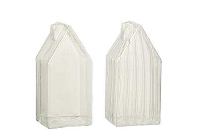 Huis effen/gestreept glas transparant large assortiment van 2