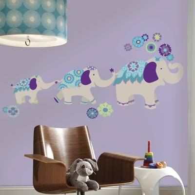 RoomMates muurstickers - Waverly Olifant (blauw/paars)