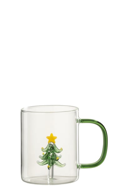Drinkglas kerstboom glas transparant/meerkleurig