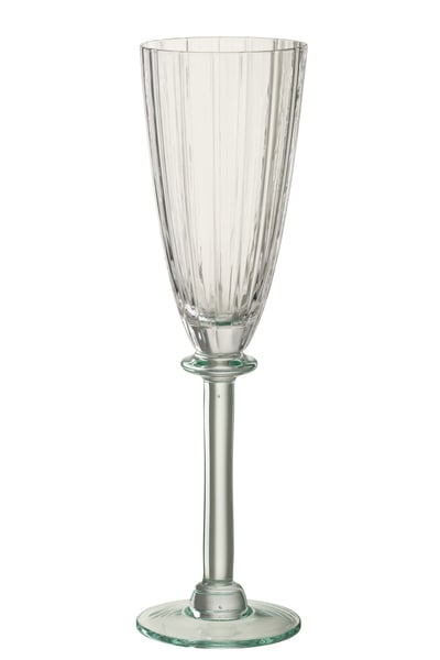 Champagne glas gestreept glas transparant/lichtgroen