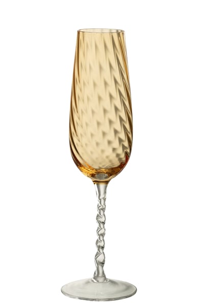 Champagne glas gestreept glas caramel