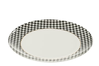 Doos van 1 bord pied-de-poule porselein wit/zwart large
