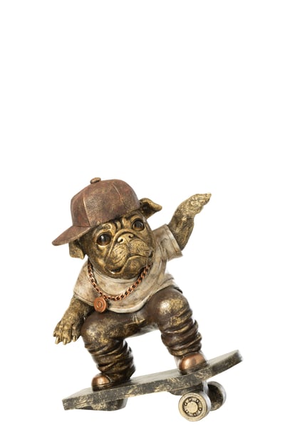 Bulldog skateboard polyresin antiek bruin