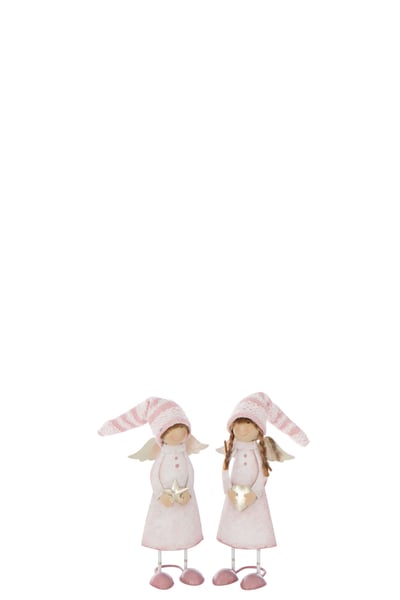 Engel hart + ster metaal lichtroze/goudkleurig small assortiment van 2