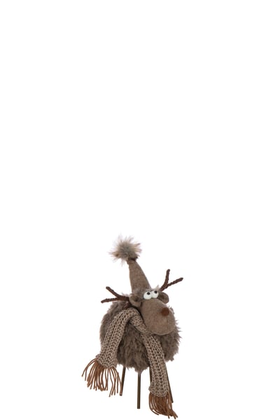 Rendier hoed + sjaal polyester bruin small