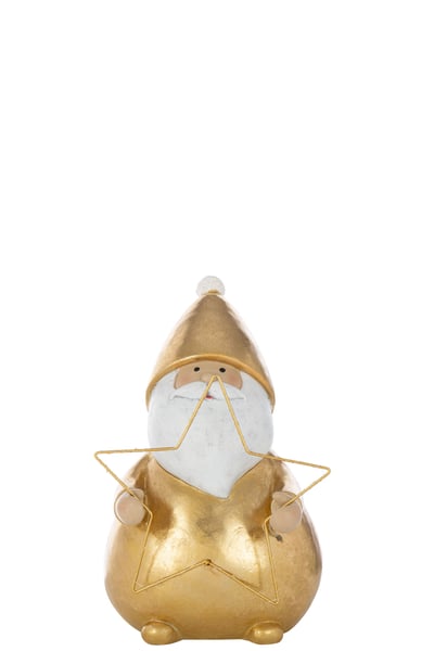 Kerstman led ster polyresin goudkleurig large
