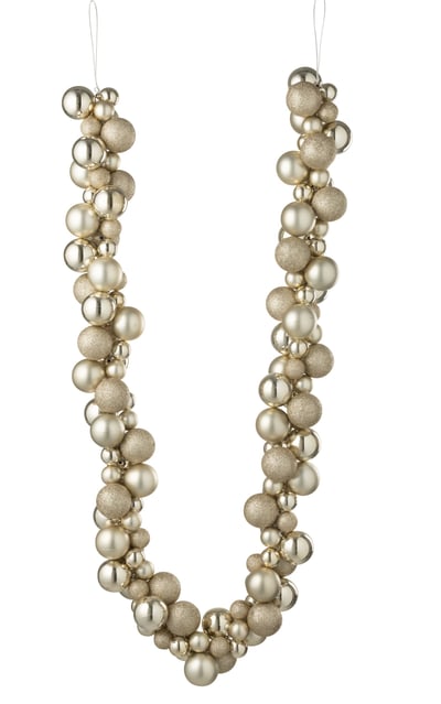 Slinger kerstbal plastiek lichtbeige