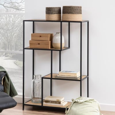 Rek Dover 2 legplanken - zwart/Sonoma eik