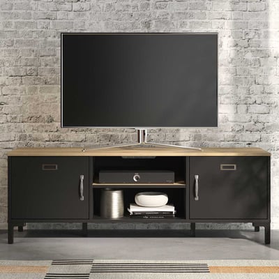 Tv-meubel Manno 136cm industrieel - zwart Tv-meubel Manno 136cm industrieel - zwart