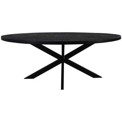 Ovale eettafel Geraldton - 160x90x76cm - zwart mangohout/metaal Ovale eettafel Geraldton - 160x90x76cm - zwart mangohout/metaal