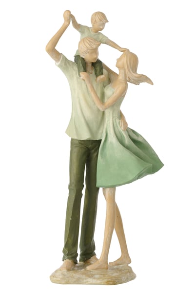 Familie 1 kind polyresin groen/ecru