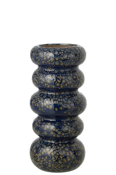 Vaas ringen stippen porselein donkerblauw large