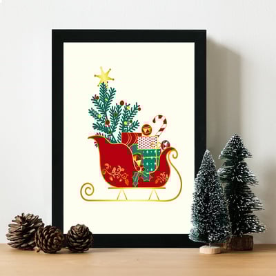 Christmas - 2022 Decoratief ingelijst MDF schilderij | 100% MDF | 24 x 29 cm