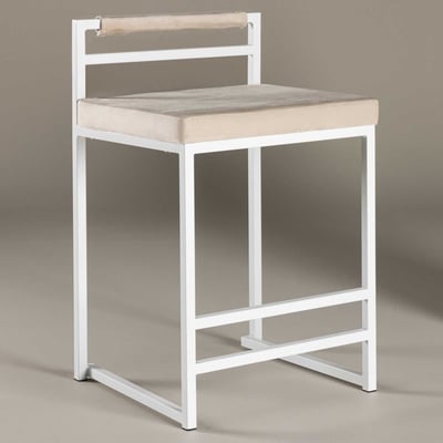 Barkruk Opelika - Velours - 41x80x45 cm - Beige/Wit