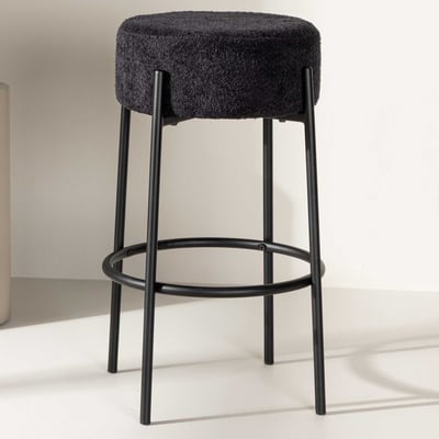 Barkruk Tucson - Bouclé - Ø50cm - Zwart