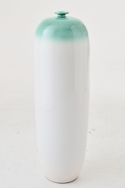 Vloervaas keramiek muntgroen/wit large