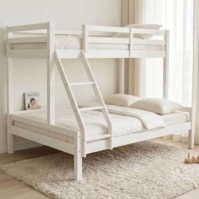 Stapelbed Sven - 90x200 & 140x200cm - 3-persoons - massief dennenhout - wit