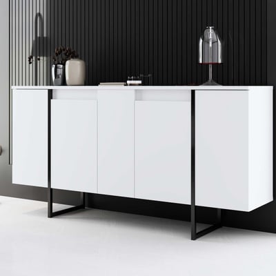 Dressoir Woody Fashion | 160 x 35 x 80 cm | White Black-design Dressoir Woody Fashion | 160 x 35 x 80 cm | White Black-design