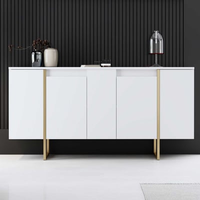 Dressoir Woody Fashion | 160 x 35 x 80 cm | White Gold-design Dressoir Woody Fashion | 160 x 35 x 80 cm | White Gold-design