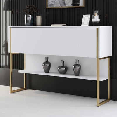 Dressoir Woody Fashion - 120x30x80cm - wit/goud Dressoir Woody Fashion - 120x30x80cm - wit/goud