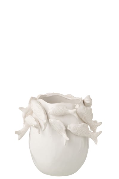 Vaas vis klei ecru small