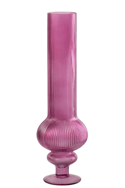 Vaas ada geribbeld glas fuchsia large