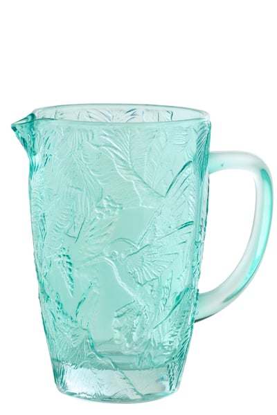 Karaf vogels glas azuurblauw