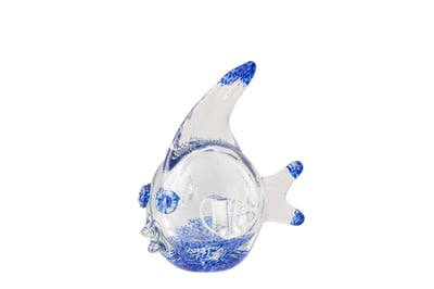 Presse-papier fish glas blauw/transparant