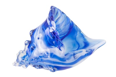 Presse-papier seashell glas blauw/wit