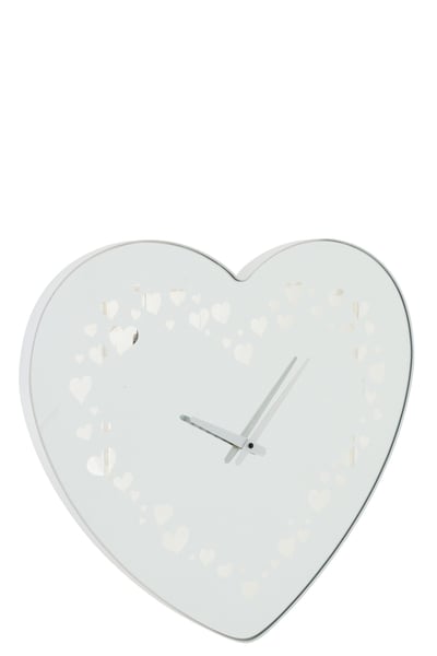 Wandklok hart glas wit