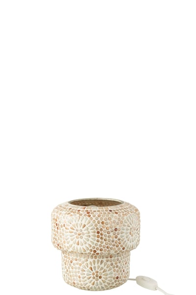 Tafellamp mozaïek glas beige/wit small