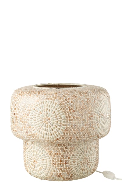 Tafellamp mozaïek glas beige/wit large