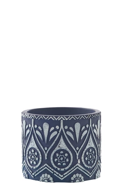 Kaars terracotta blauw/wit small