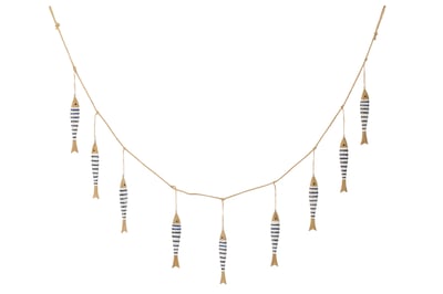 Slinger 9 vissen paulowniahout blauw/wit