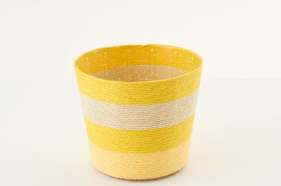Bloempot gestreept papier geel/naturel large