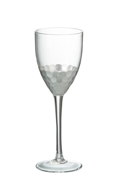 Wijnglas wit glas transparant/zilver - Set van 6