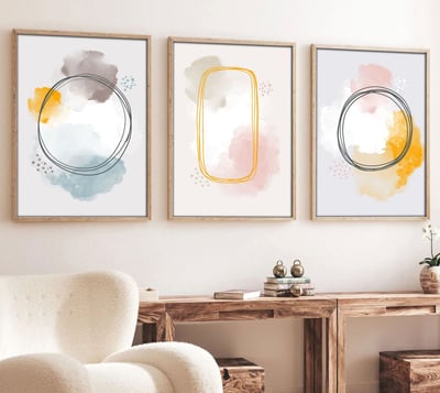 Boise Decoratief ingelijst MDF-schilderij (3 stuks) | Massief houten lijst | 50 x 70 cm