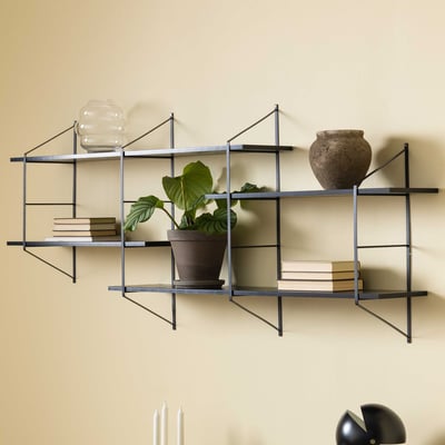 Wandrek Newton met 4 legplanken - zwart Wandrek Newton met 4 legplanken - zwart