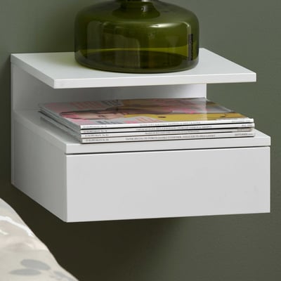 Wandnachtkastje Ashton - 35x32x22cm - 1 lade - wit Wandnachtkastje Ashton - 35x32x22cm - 1 lade - wit