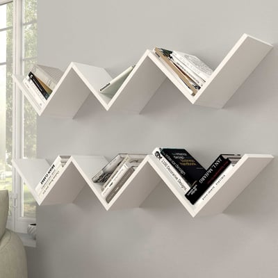 18mm Witte Houten Kunst Wandplank - 129cm x 24 - Melamine Gecoat 18mm Witte Houten Kunst Wandplank - 129cm x 24 - Melamine Gecoat