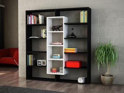 Houten Kunst Boekenplank | 18mm Dikte | 125cm x 135cm | Zwart Wit Houten Kunst Boekenplank | 18mm Dikte | 125cm x 135cm | Zwart Wit
