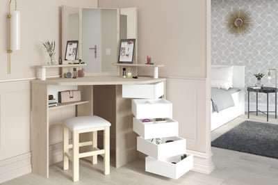 Make-uptafel Sweet met spiegel - eik/wit Make-uptafel Sweet met spiegel - eik/wit