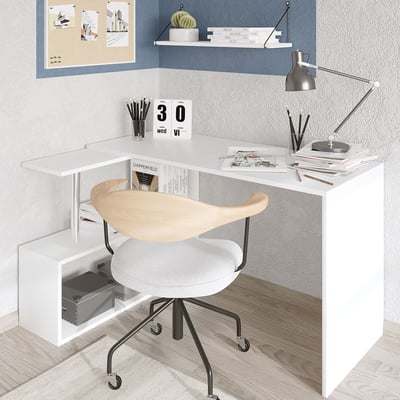 Bureau Gelincik - 100% MELAMINE - Wit - 130 x 74 x 94 cm