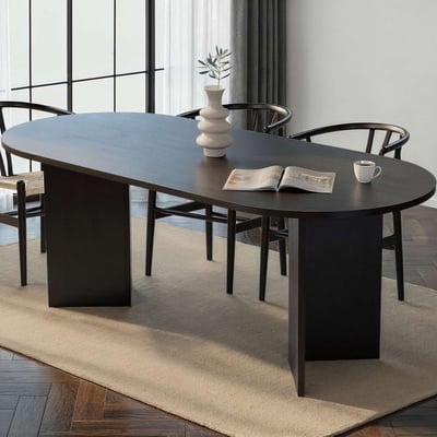 Eettafel Sabella - 100% MELAMINE - Houtzwart - 75 x 90 x 200 cm