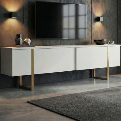 TV-Meubel Onera - 100% MELAMINE - Wit - 180 x 30 x 50 cm