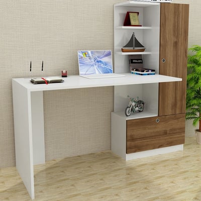 Bureau Merinos - 100% MELAMINE - Wit - 149,5 x 120 x 61,8 cm
