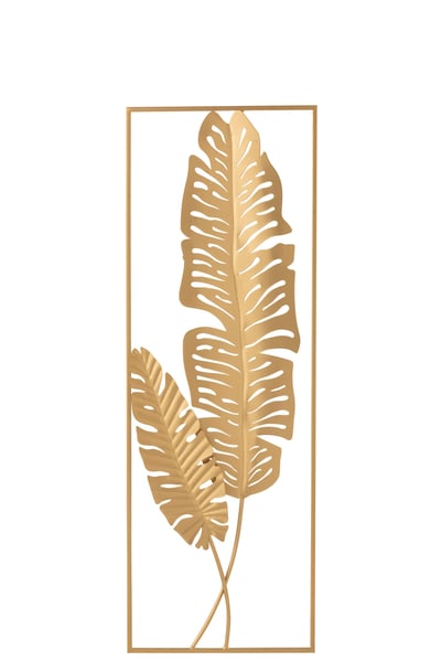 Wanddecoratie blad metaal goud