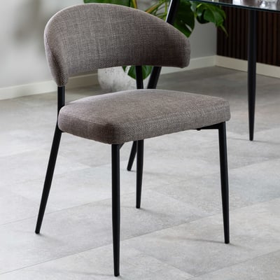 Eetkamerstoel Edina - stof en staal - taupe